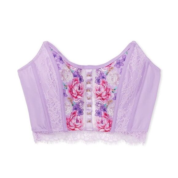 Victoria’s Secret Dream Angels Floral Embroidery Strapless Corset Top Lavender - Picture 1 of 8